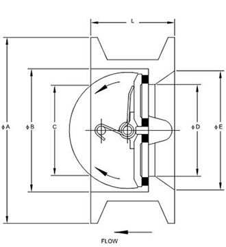 Válvula de retención tipo wafer de doble disco (PN10/16, Clase125/150 DN40 - DN1200)