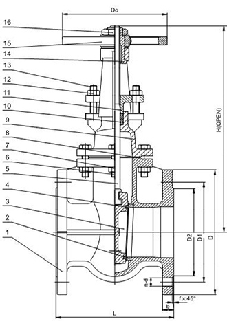 Válvula de compuerta de metal sellado - vástago (PN10/16 DN40 - DN300)