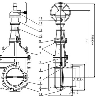 Válvula de compuerta de metal sellado - vástago (PN10/16 DN350 - DN1200)