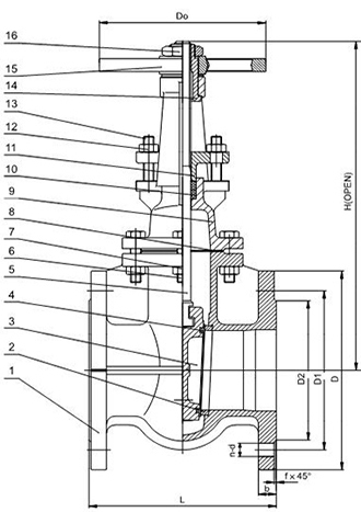 Robinet-vanne métallique de l’étanchéité - Tige (PN10/16 DN40 - DN300)