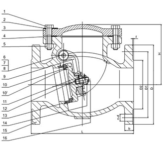 Válvula de retenção de giro por flange (PN16 DN50 - DN600)