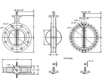 Válvula de borboleta em extremidade de flange em U (PN10/16, Classe125/150 DN40 - DN1200)