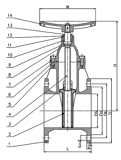 Válvula de portão de vedação macia (PN10/16 DN40 - DN400)