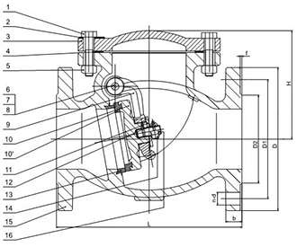 Фланцевый поворотный обратный клапан (PN16 DN50 - DN600)