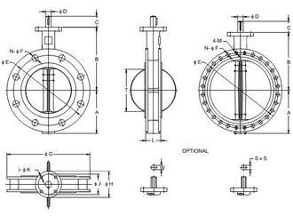 U-образная клапан- бабочка Фланцевого конца (PN10/16, Класс125/150 DN40 - DN1200)