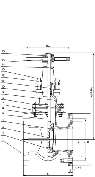 Металлическая уплотненная задвижка- Выдвижный шпиндель (PN10/16 DN40 - DN300)