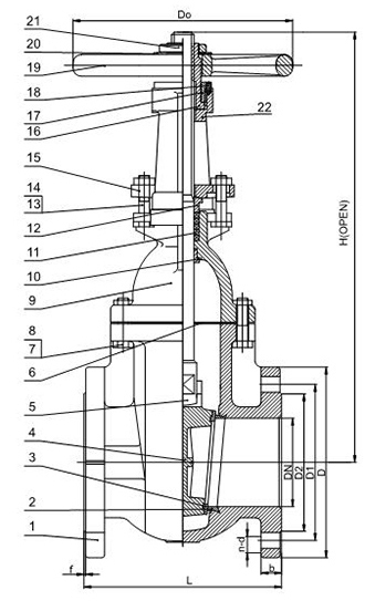Металлическая уплотненная задвижка- Выдвижный шпиндель (PN16 DN50 - DN600)