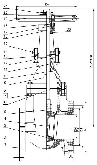 Металлическая уплотненная задвижка- Выдвижный шпиндель (Класс125 2" - 24")